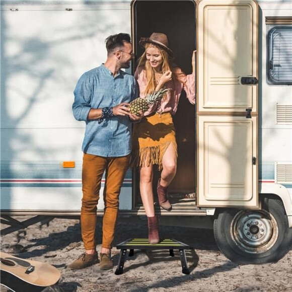 Adjustable Height Aluminum RV Step, Stable Foldable Platform Step Stool,Non-Slip - Picture 5 of 7